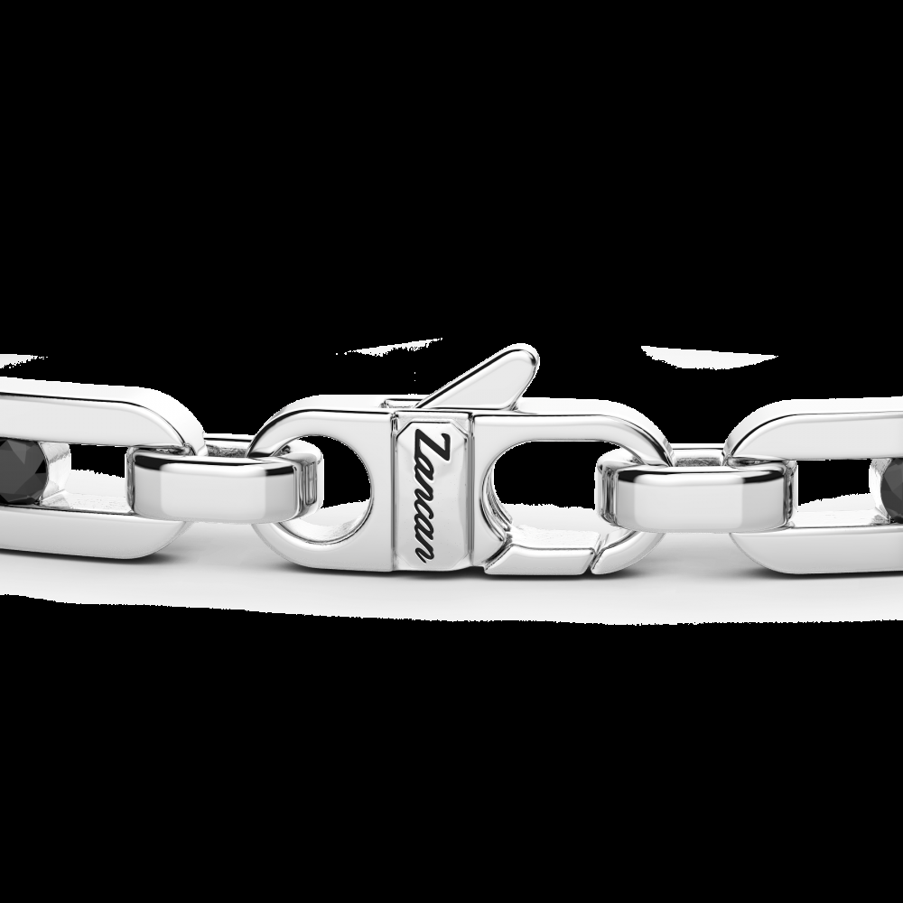Zancan Bracciale Zancan in argento con targa e pietre nere Vendite Flash