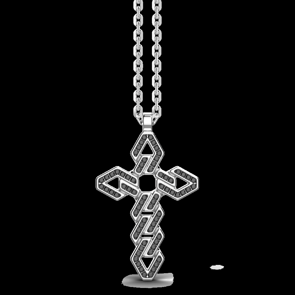 Zancan Collana Zancan in argento con pendente a croce e pietre nere Italia