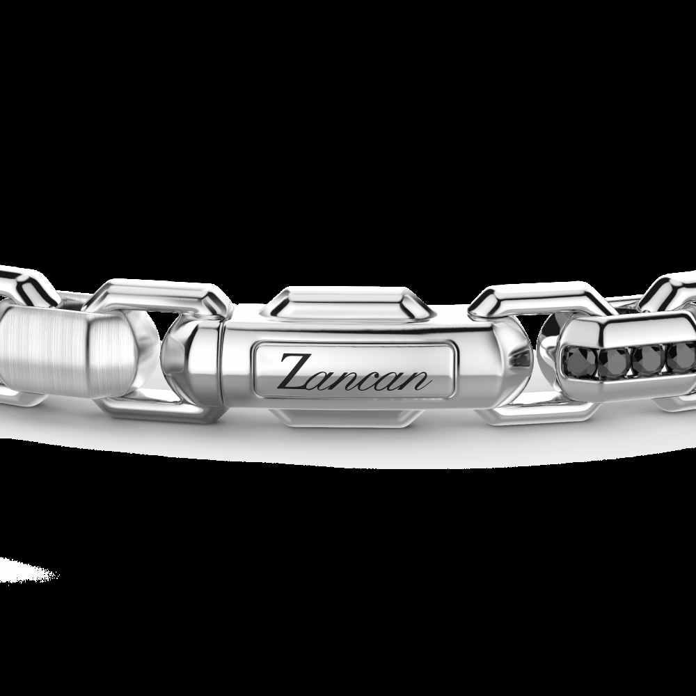 Zancan Bracciale solo maglia Zancan in argento con pietre nere Nuovo