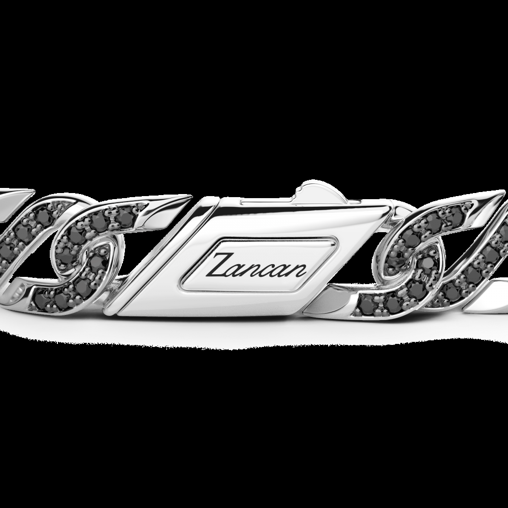 Zancan Bracciale solo maglia Zancan in argento con pietre nere Qualità