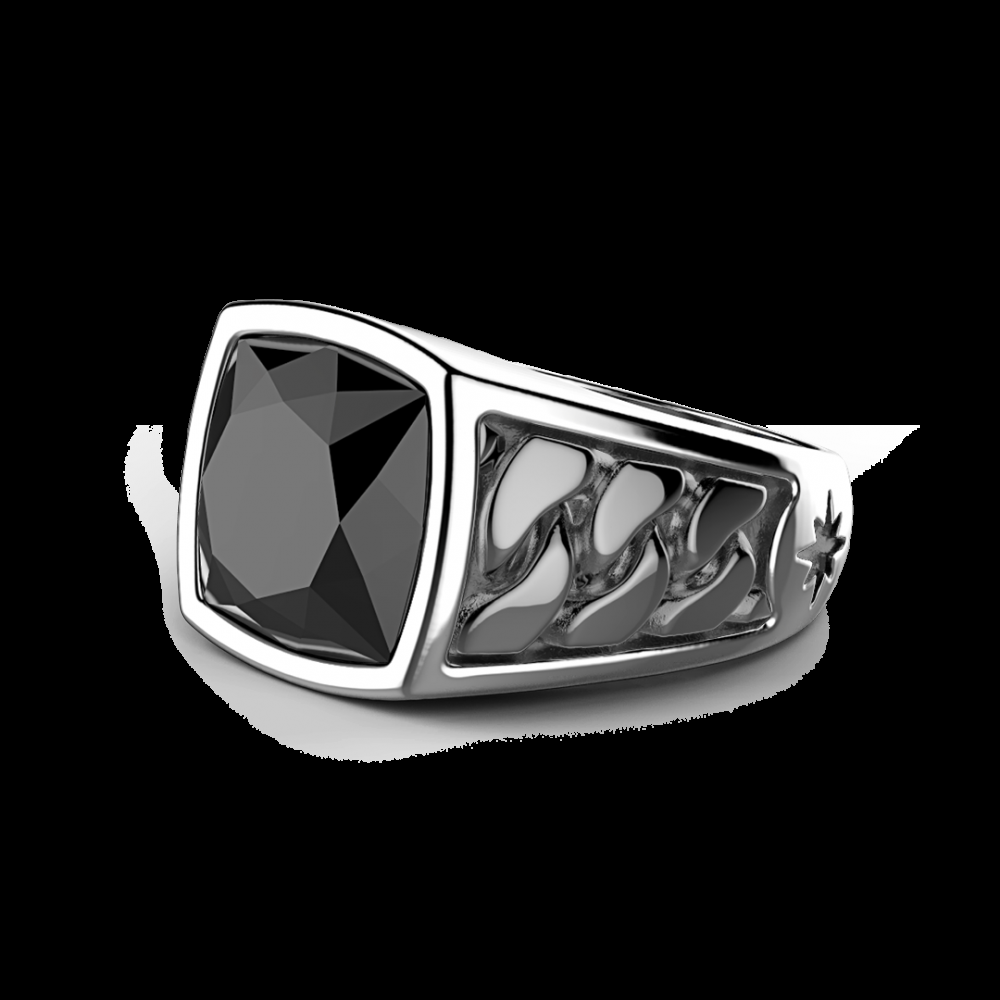 Zancan Anello Zancan in argento con pietra nera Promozione