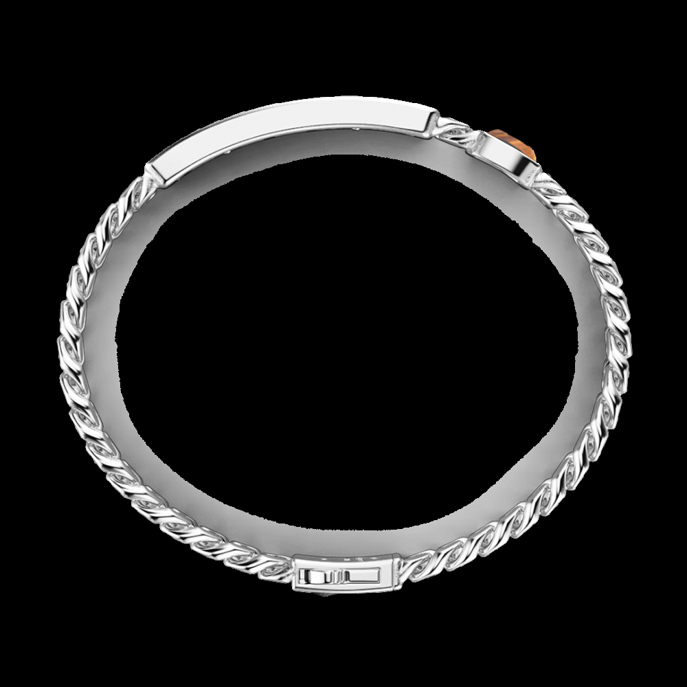 Zancan Bracciale a grumetta Zancan con targa e pietra occhio di tigre Pezzi Unici