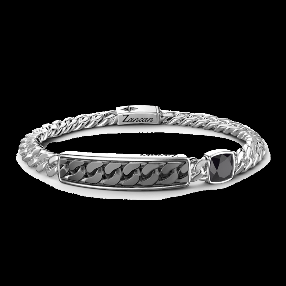 Zancan Bracciale a grumetta Zancan con targa e pietra nera Qualità Garantita