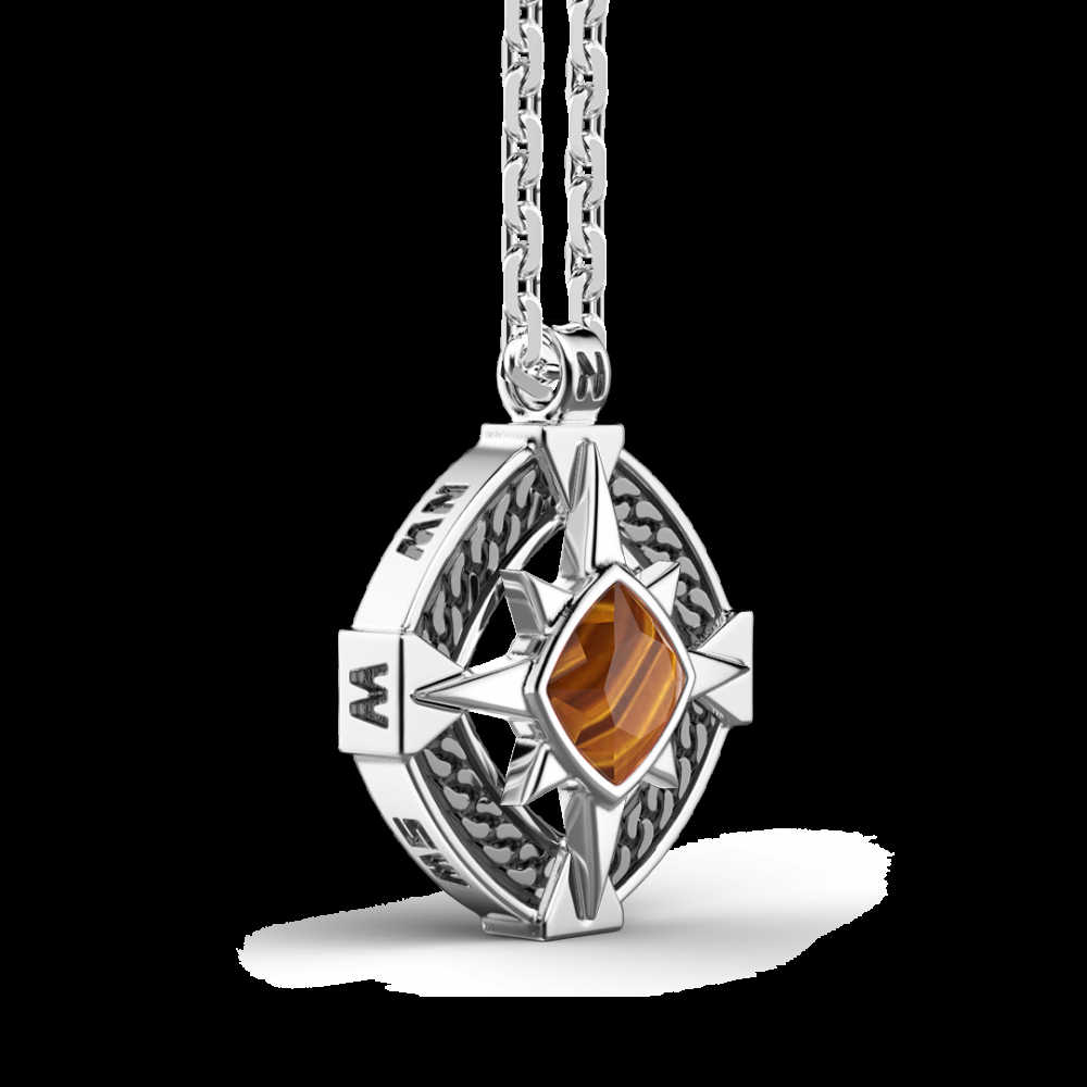 Zancan Collana Zancan in argento con pendente a rosa dei venti e pietra occhio di tigre Consegna Veloce