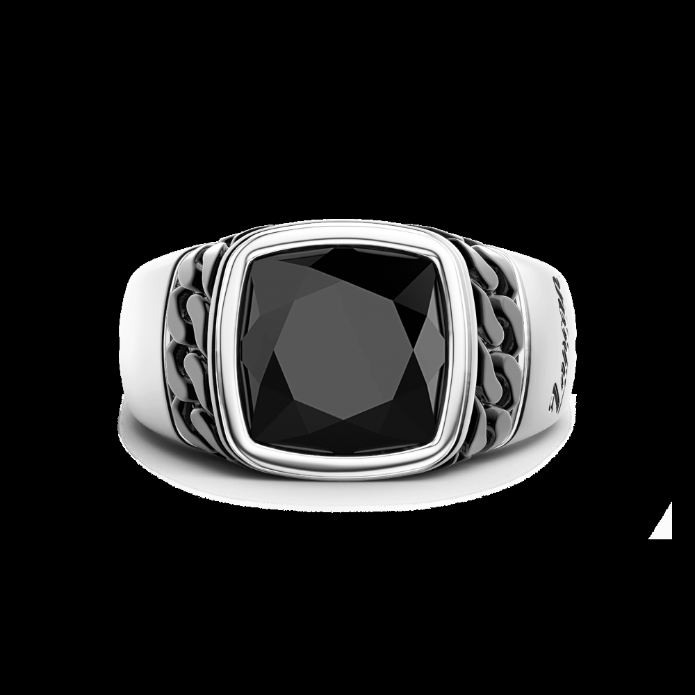 Zancan Anello in argento bianco e nero con onice naturale Affare Del Giorno