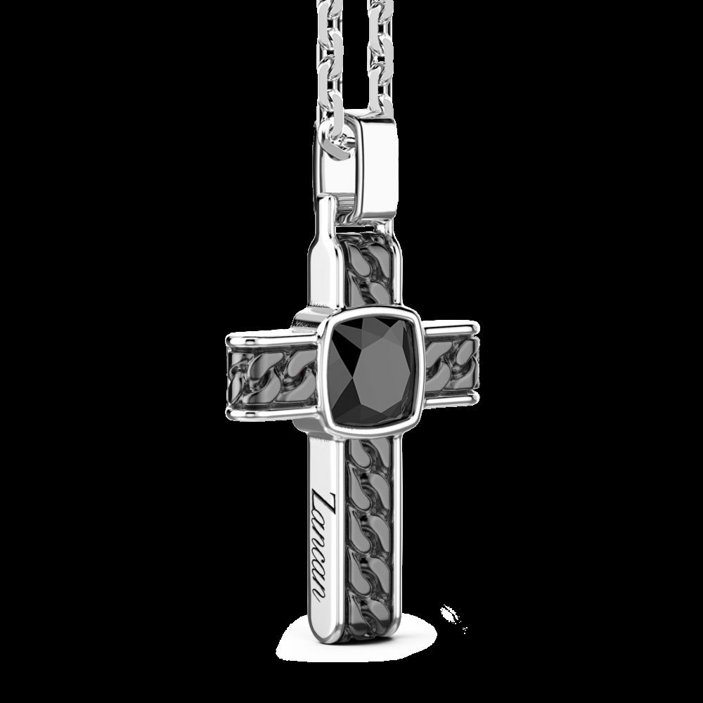 Zancan Collana in argento con pendente a croce e onice quadrata Prezzo Ridotto