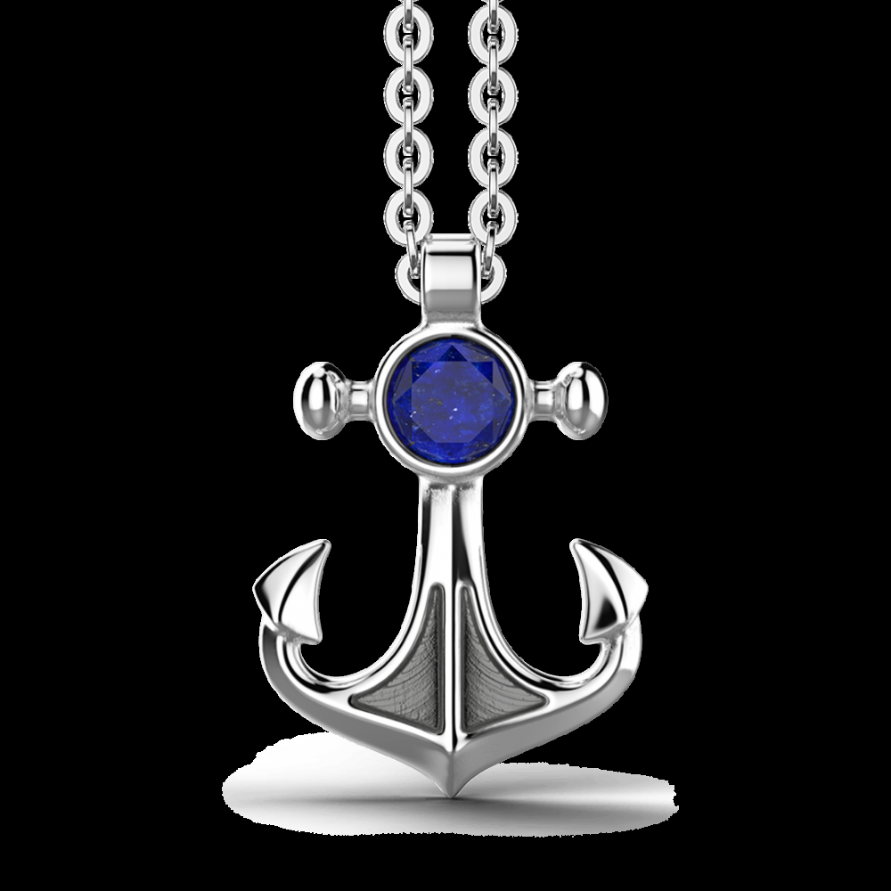 Zancan Collana con pendente ad ancora con Lapis naturale Novità