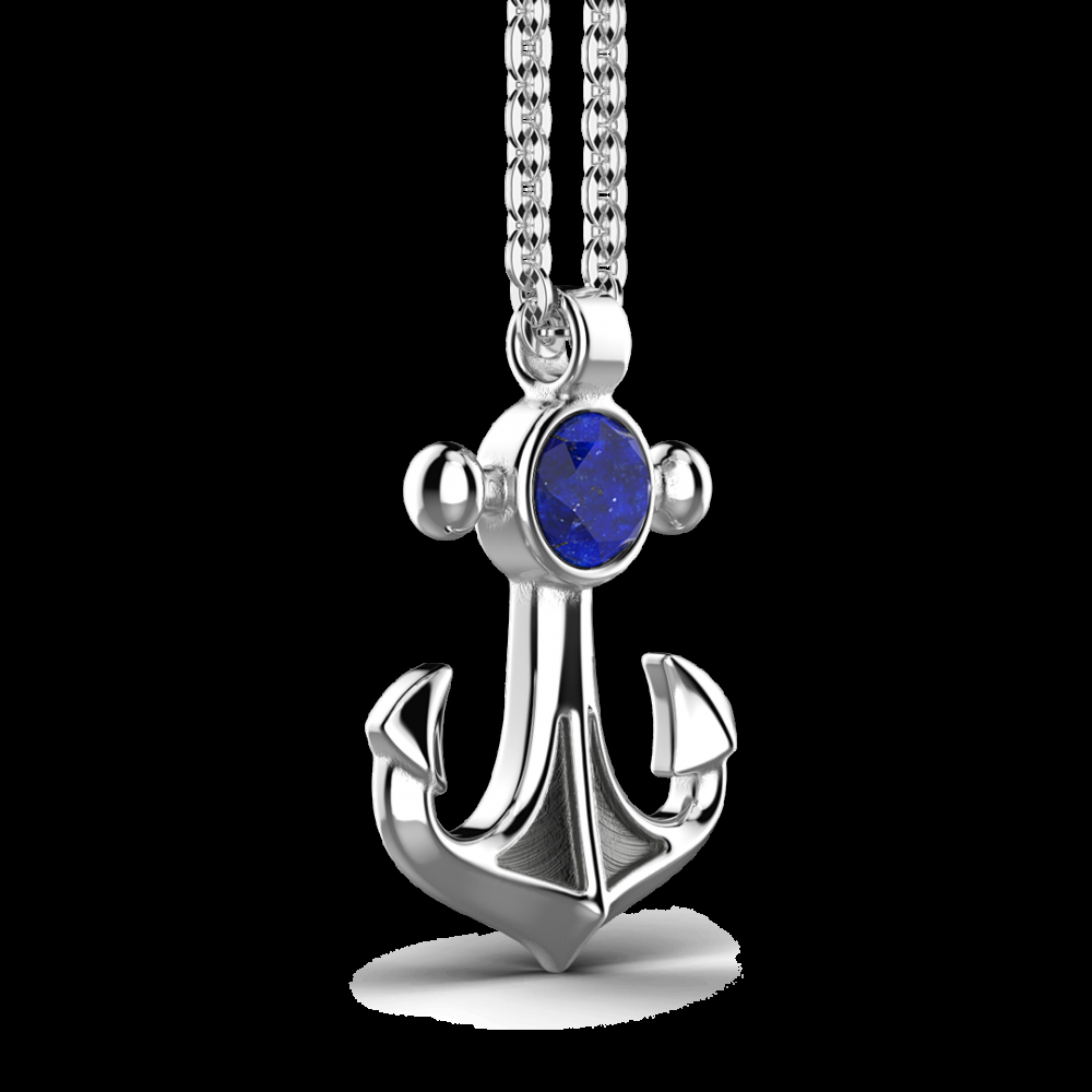 Zancan Collana con pendente ad ancora con Lapis naturale Novità