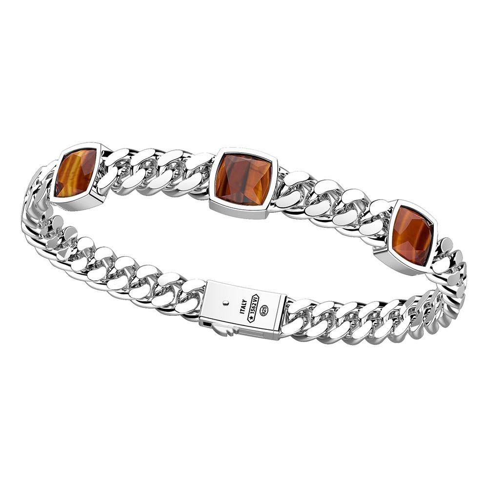 Zancan Bracciale Zancan in argento con tre pietre occhio di tigre Outlet