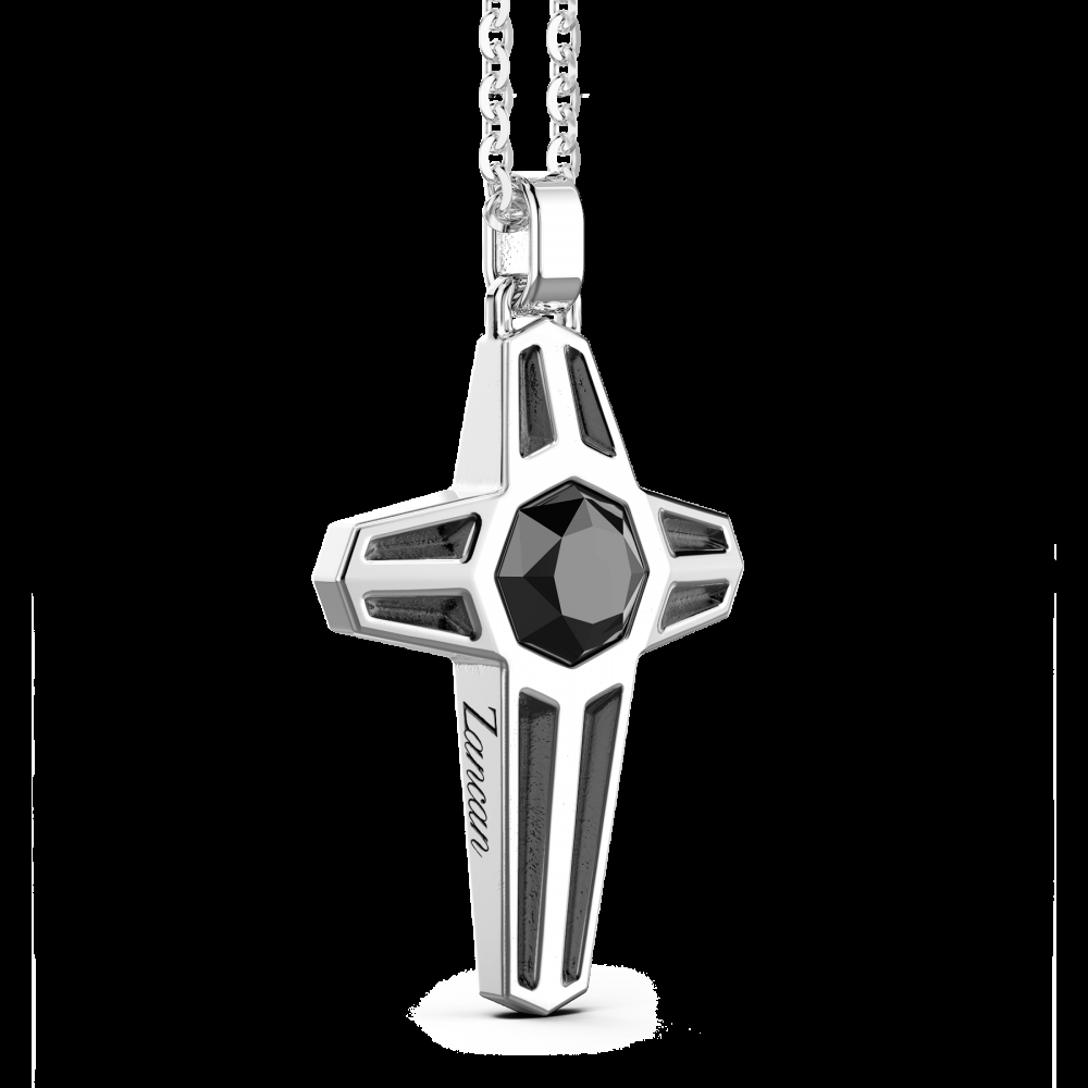 Zancan Collana Zancan in argento con pendente a croce e pietra nera Saldi