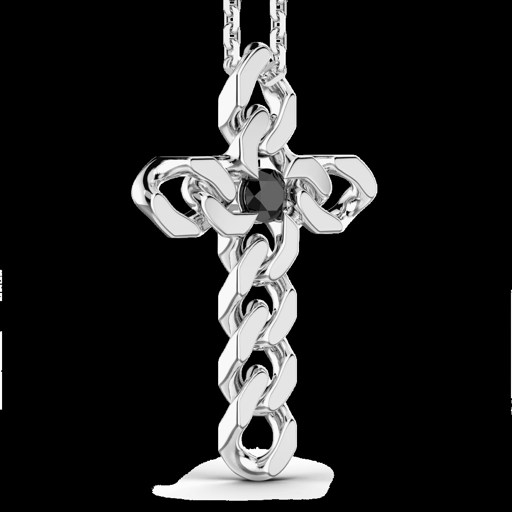 Zancan Collana Zancan in argento con pendente a croce e pietre nere Promozione