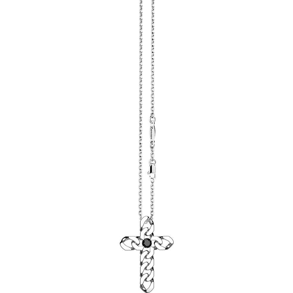 Zancan Collana Zancan in argento con pendente a croce e pietre nere Promozione