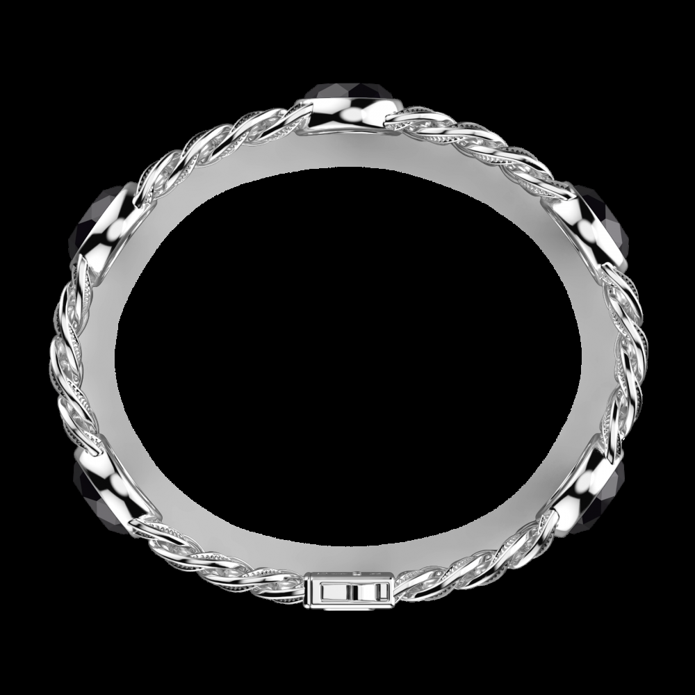 Zancan Bracciale a grumetta Zancan in argento con finitura striata in nero e pietre onice Consegna Veloce