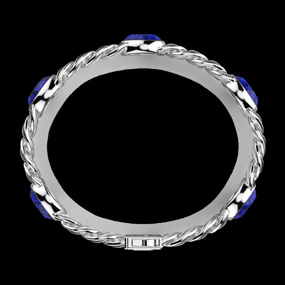 Zancan Bracciale a grumetta Zancan in argento con finitura striata in nero e pietre blu Promozione Limitata
