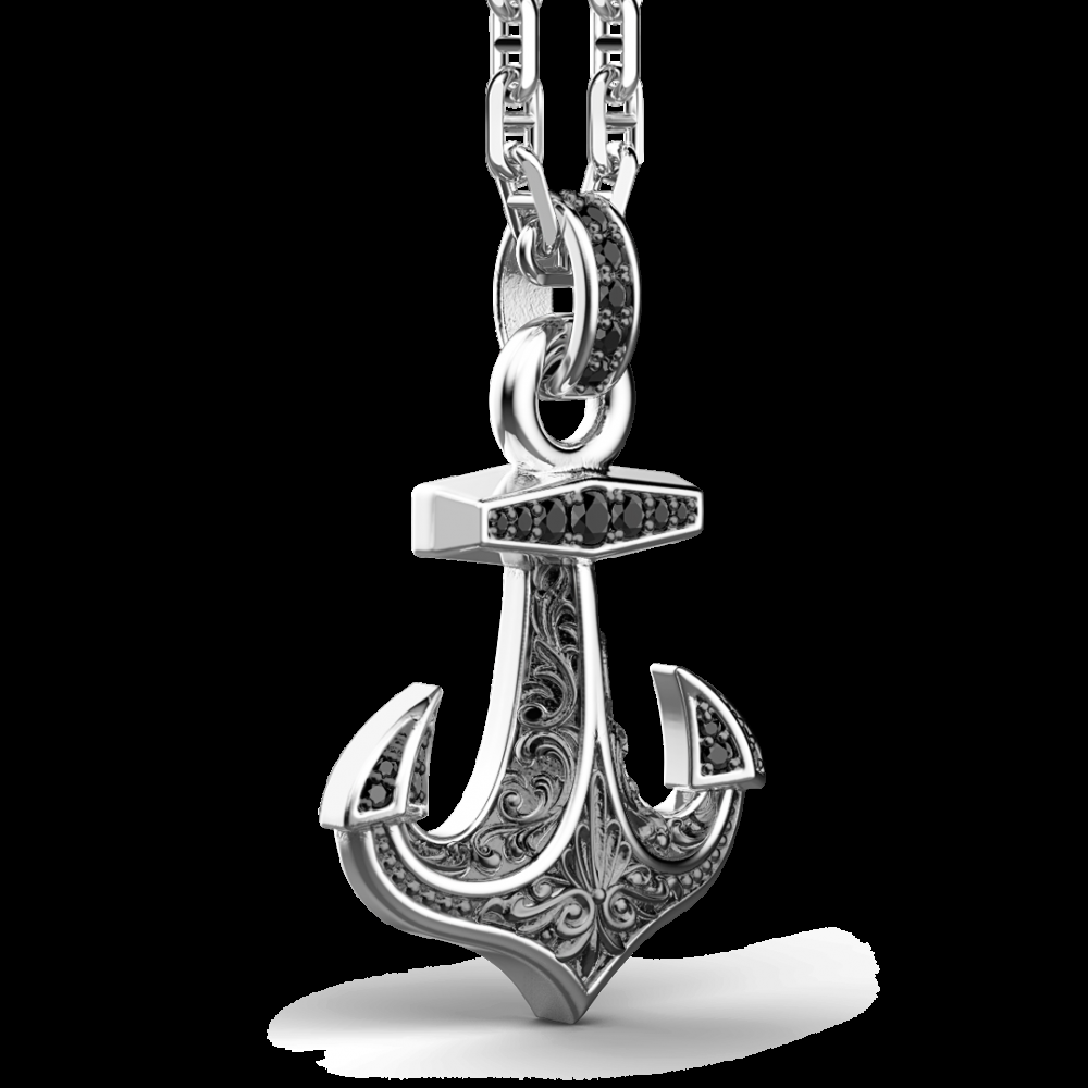 Zancan Collana Zancan in argento pendente ad acora con pietre nere Negozio online di fabbrica