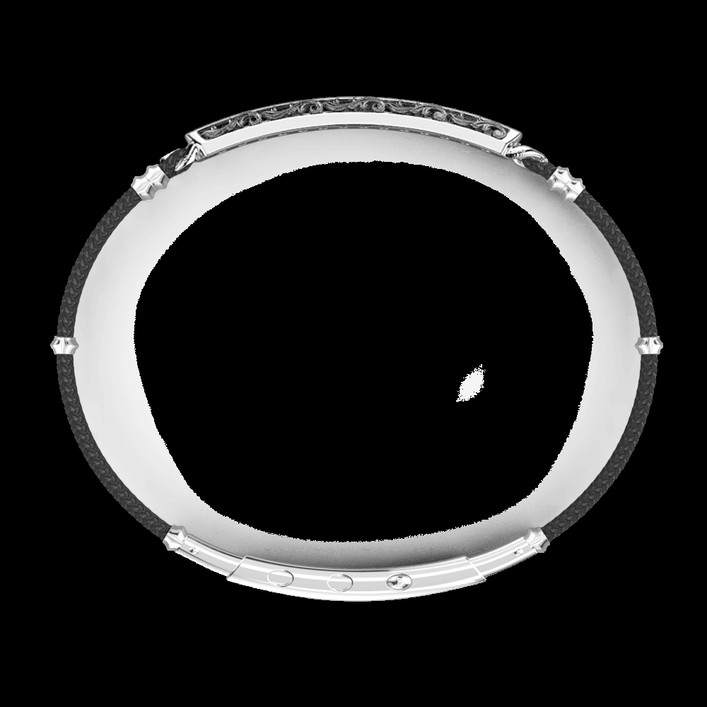 Zancan Bracciale Zancan in argento corda kevlar e pietre nere Spedizione Gratuita