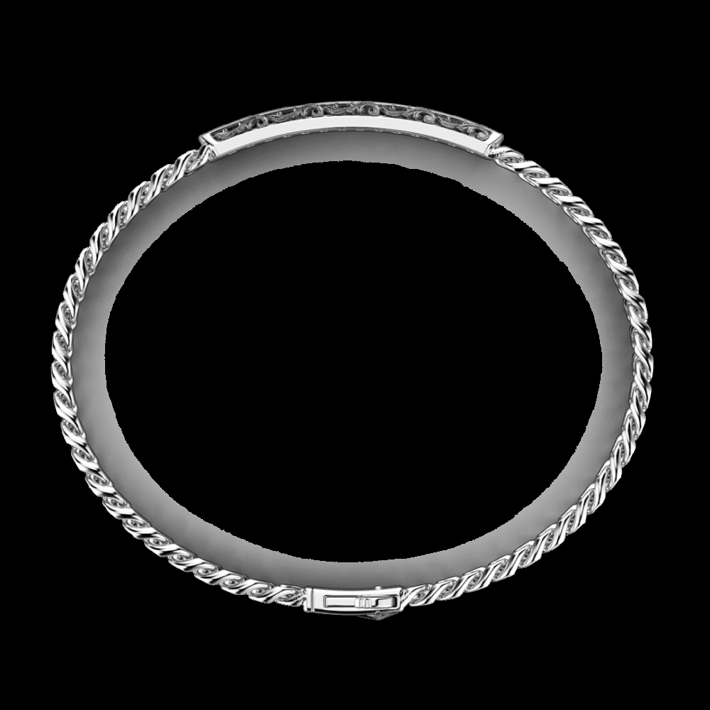 Zancan Bracciale Zancan in argento a grumetta con targa e pietre nere Pezzi Unici