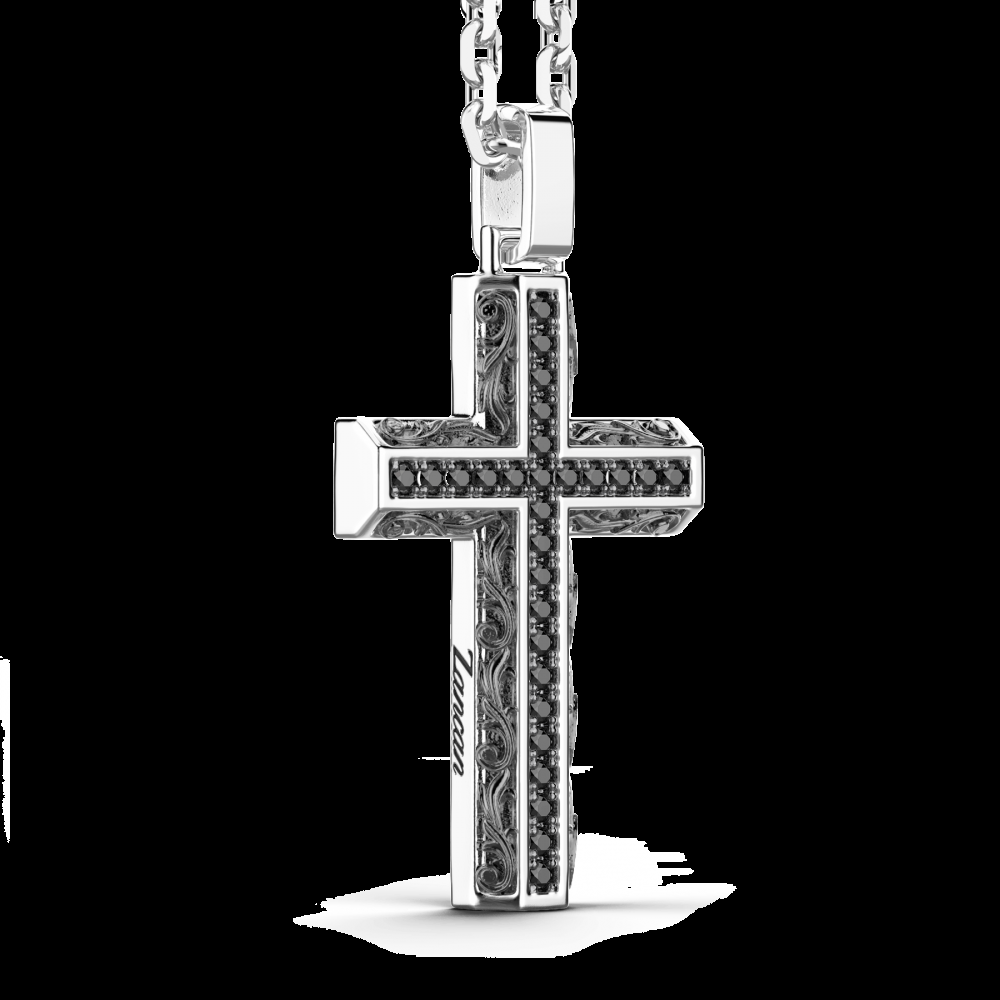 Zancan Collana Zancan in argento con pendente a croce e pietre nere Soddisfazione Garantita