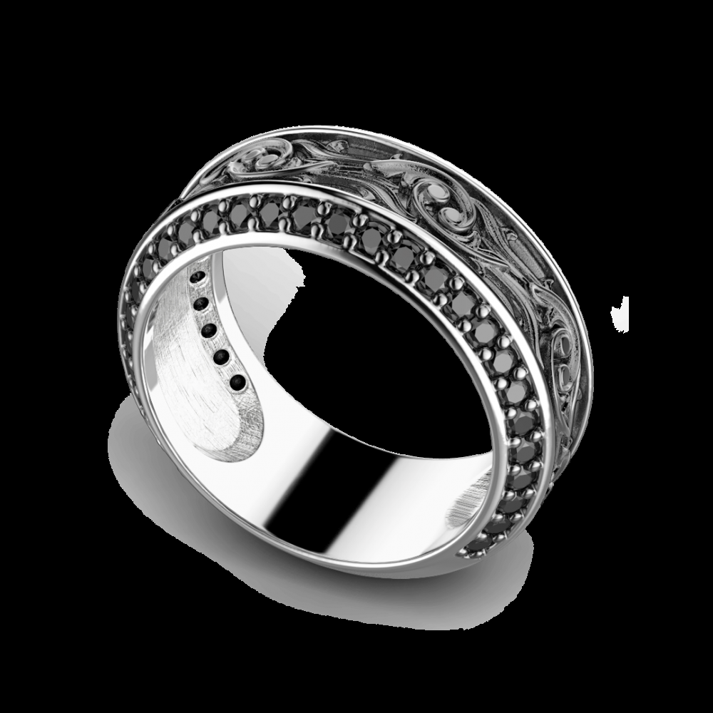 Zancan Anello Zancan in argento a fede con pietre nere Qualità Garantita