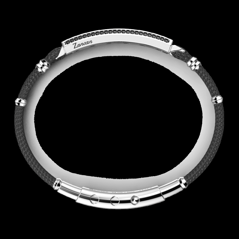 Zancan Bracciale Zancan in Kevlar con targa in argento e pietre nere Acquista Ora