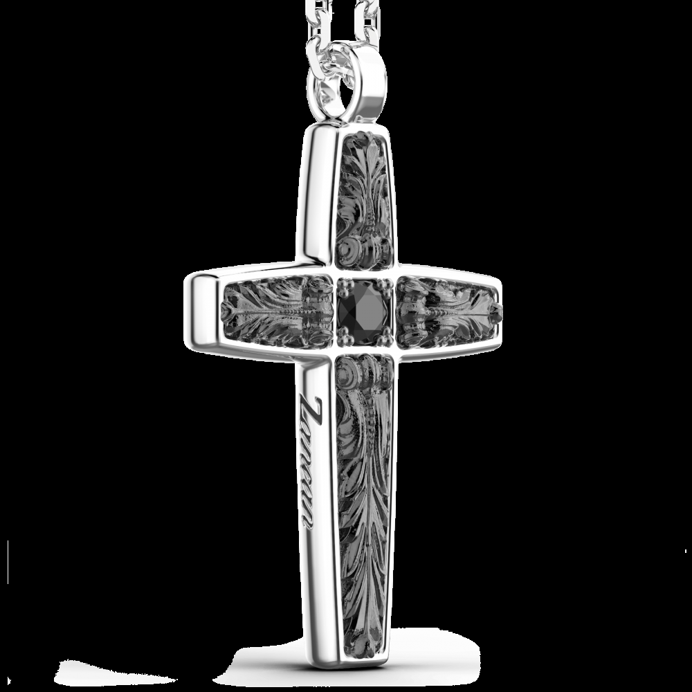 Zancan Collana Zancan in argento con pendente a croce e pietre nere Promozione Limitata
