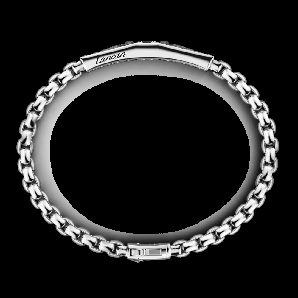 Zancan Bracciale Zancan in argento con targa e pietra nera Shopping Online