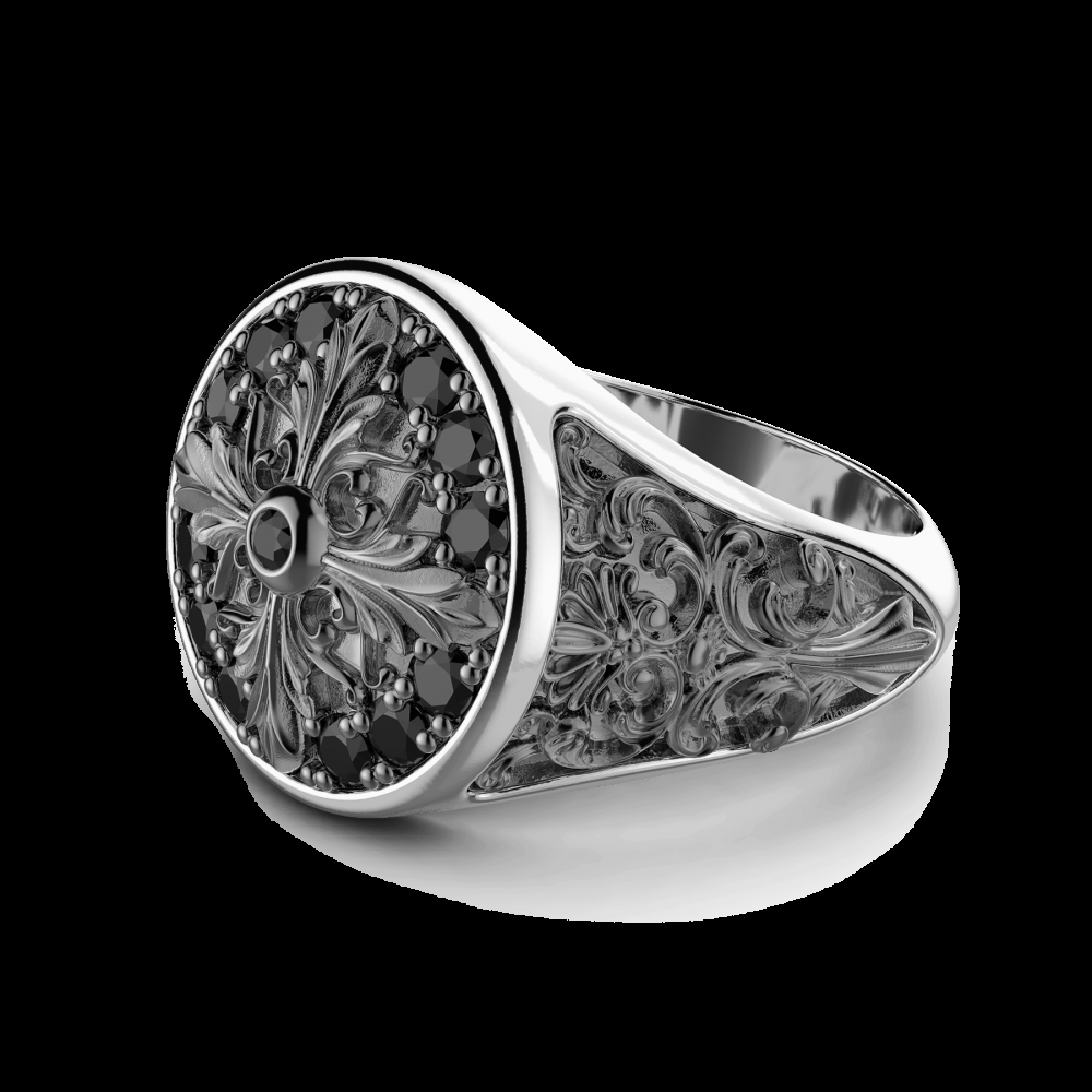 Zancan Anello chevalier Zancan in argento e pietre nere Novità