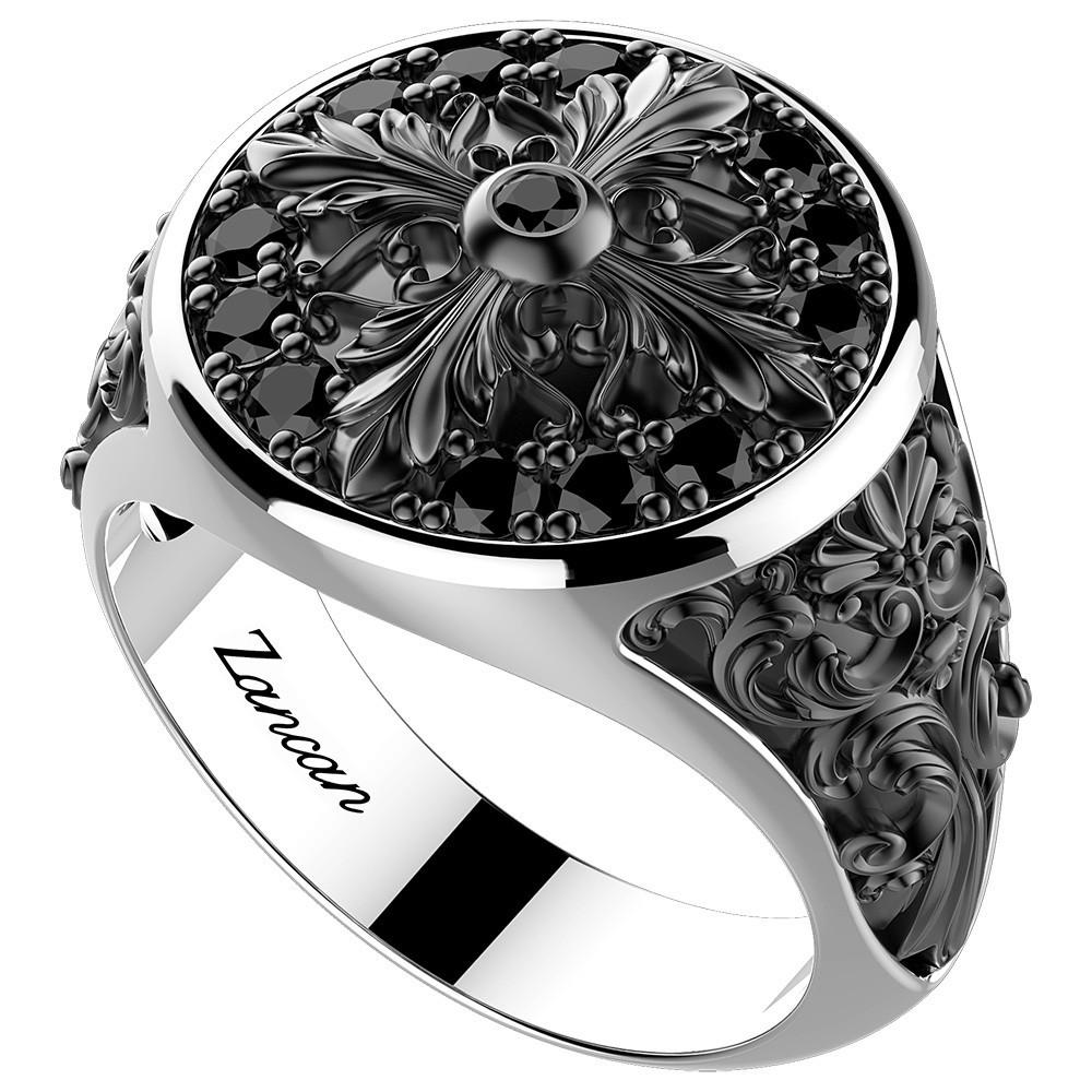 Zancan Anello chevalier Zancan in argento e pietre nere Novità