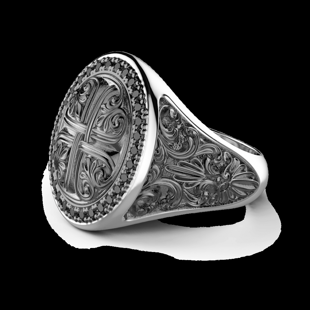 Zancan Anello Zancan in argento con pietre nere Economico