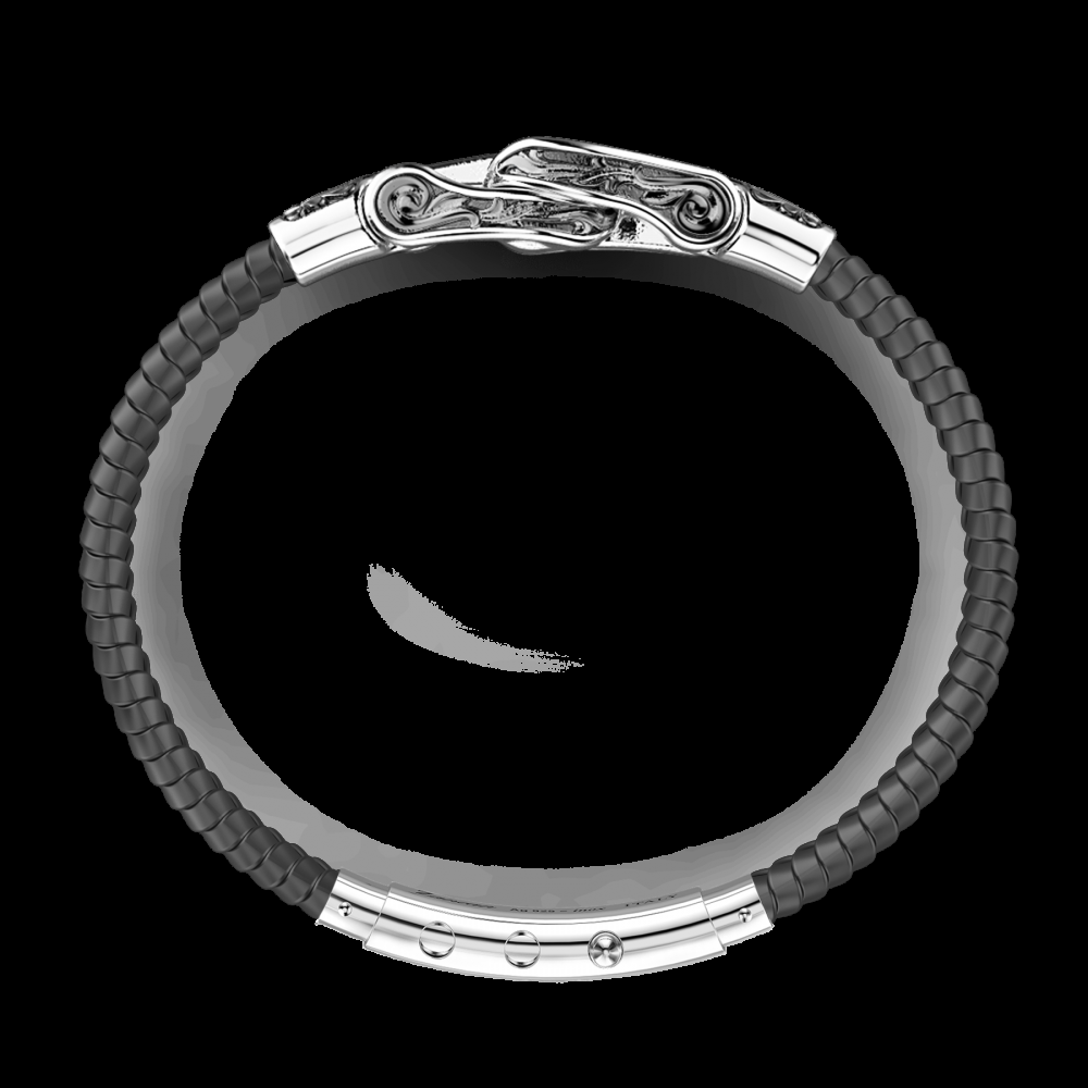 Zancan Bracciale Zancan in silicone con targa in argento e pietre nere Online