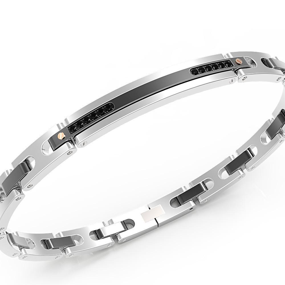 Zancan Bracciale Zancan in acciaio nero e pietre Qualità