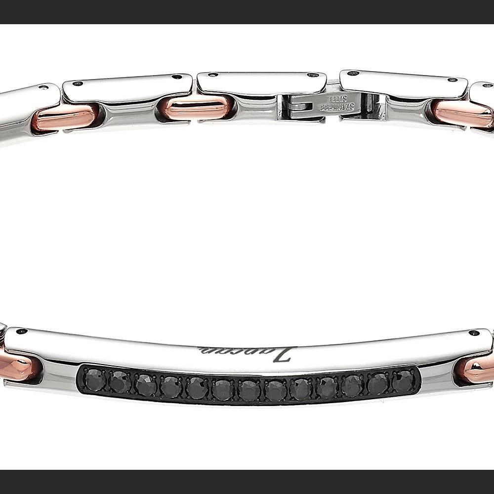 Zancan Bracciale Zancan in acciaio con pietre nere Promozione temporanea