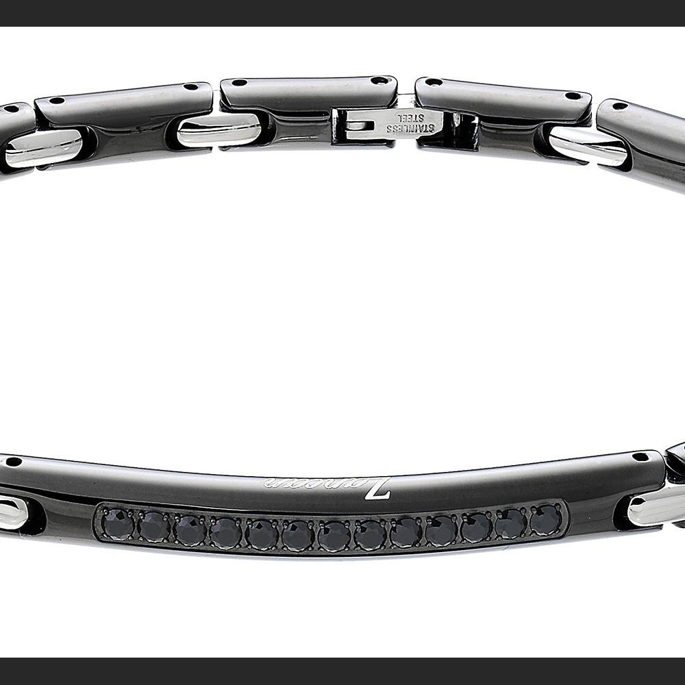 Zancan Bracciale Zancan in acciaio con pietre nere Pezzi Unici