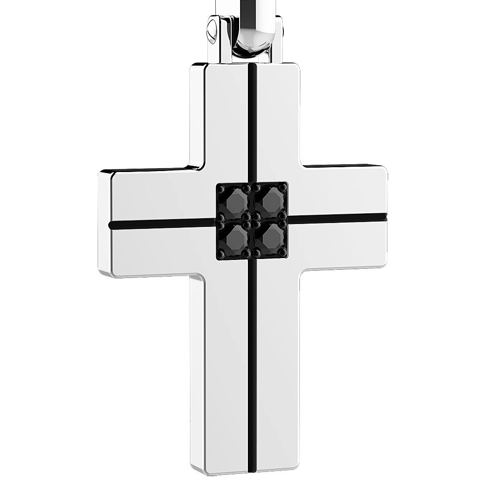 Zancan Collana Zancan in acciaio con croce e brillanti neri Acquista Ora