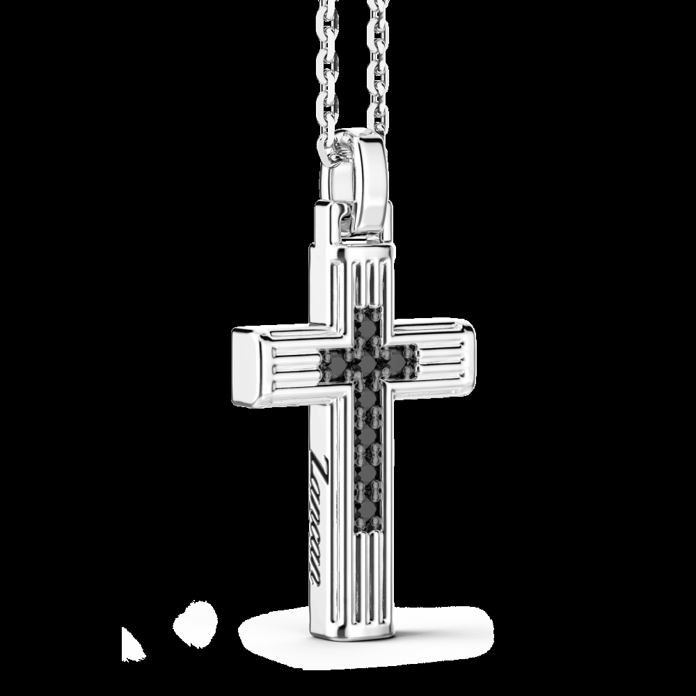 Zancan Collana Zancan in argento con pendente a croce e spinelli neri Shopping Online