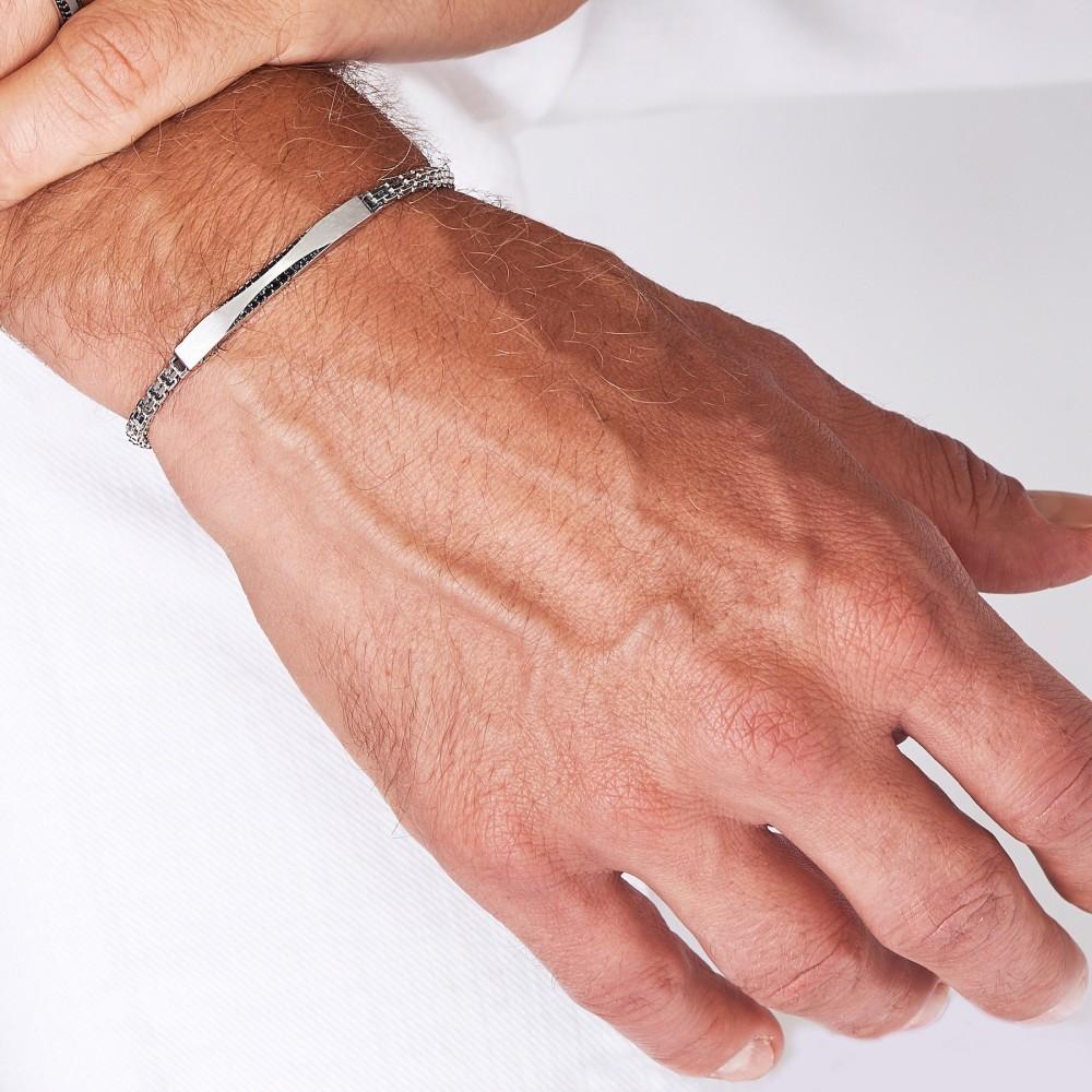 Zancan Bracciale Zancan in argento con pietre nere Sconto