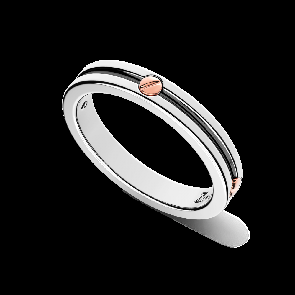 Zancan Anello a fede Zancan in argento con vite in oro rosa Hotsell