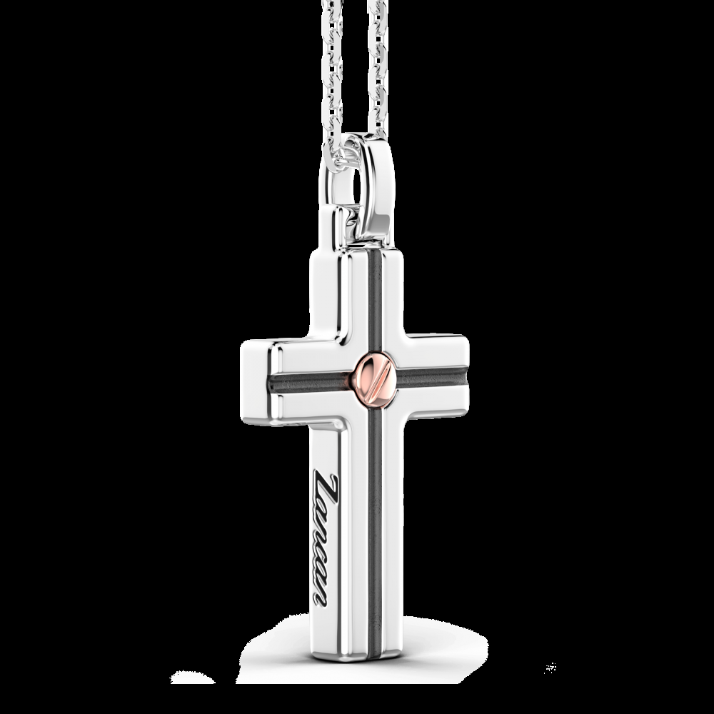 Zancan Collana Zancan in argento con pendente a croce e vite in oro rosa I Più Venduti