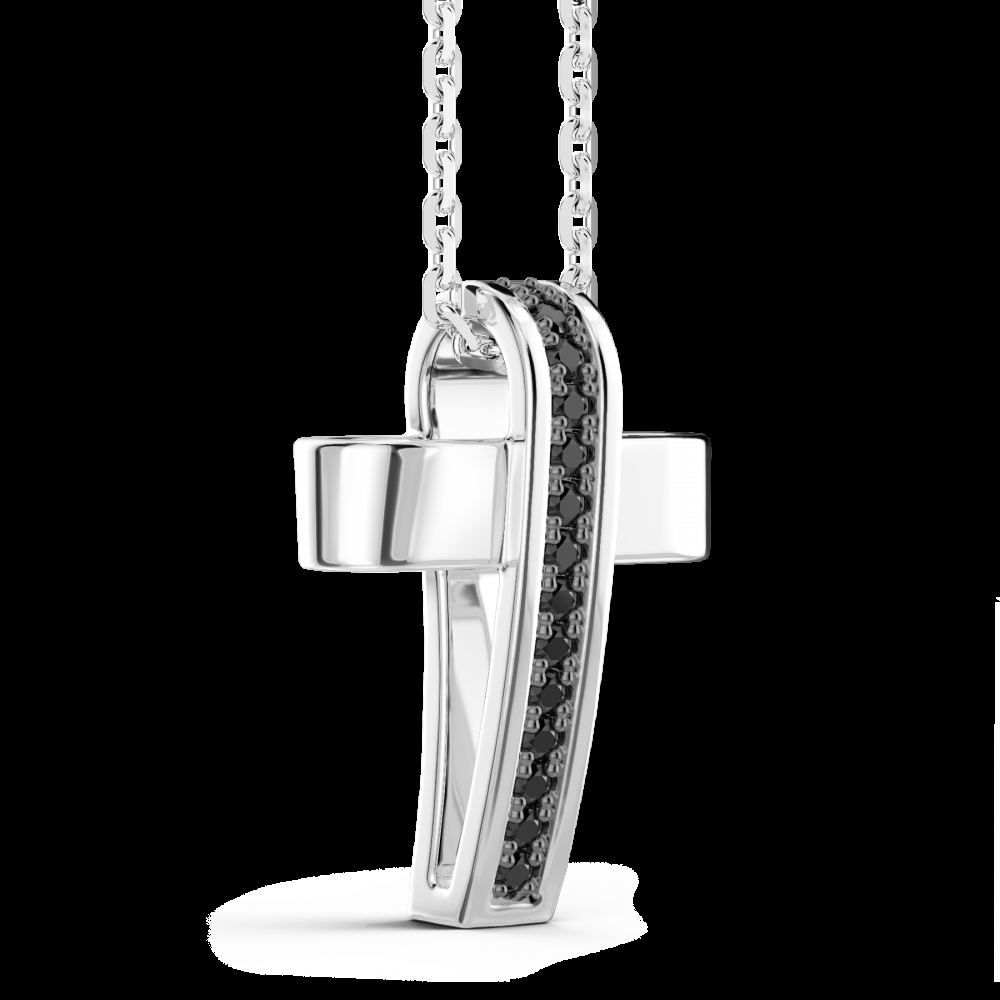 Zancan Collana Zancan in argento con pendente a croce e pietre nere Moda