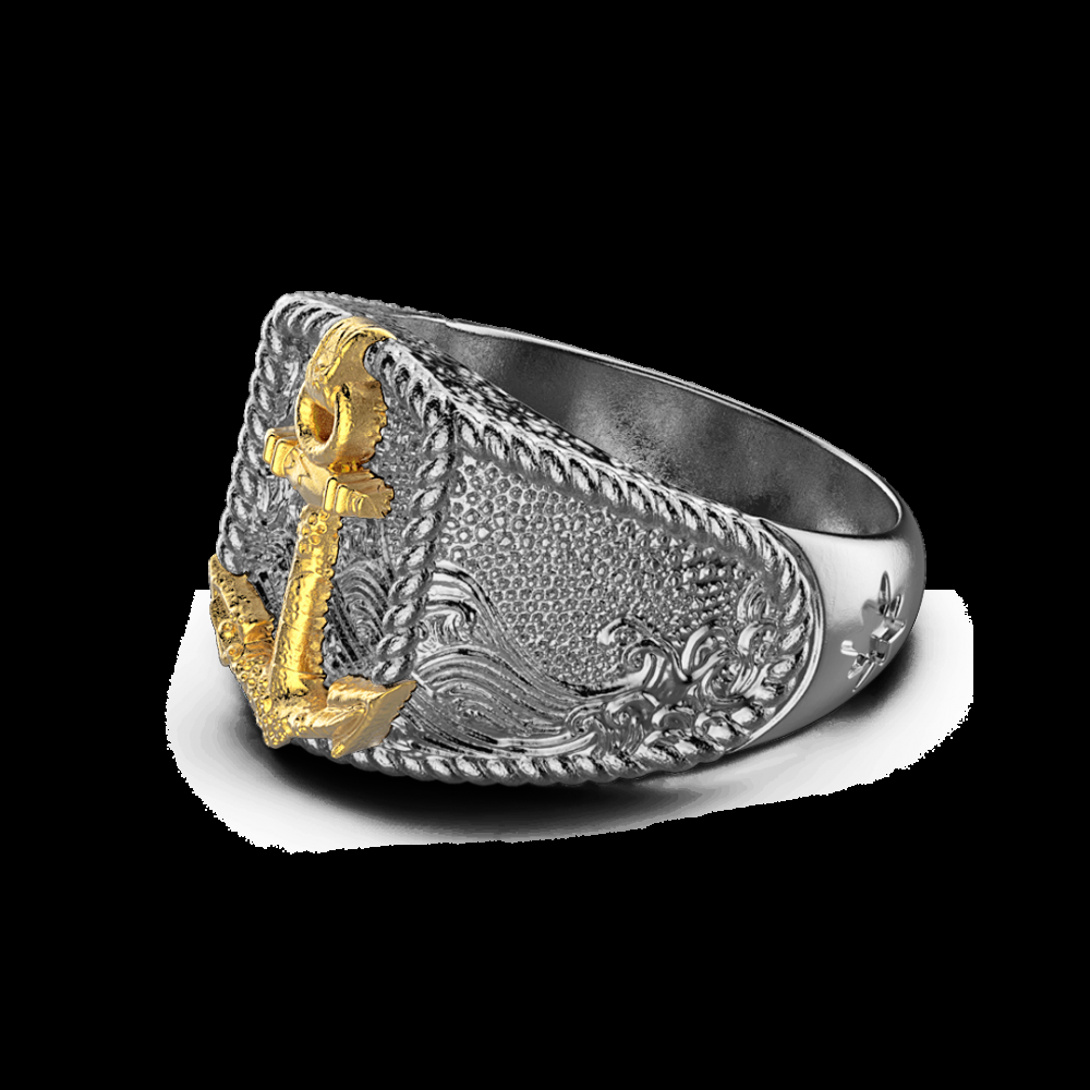 Zancan Anello Zancan in argento brunito con ancora Convenienza