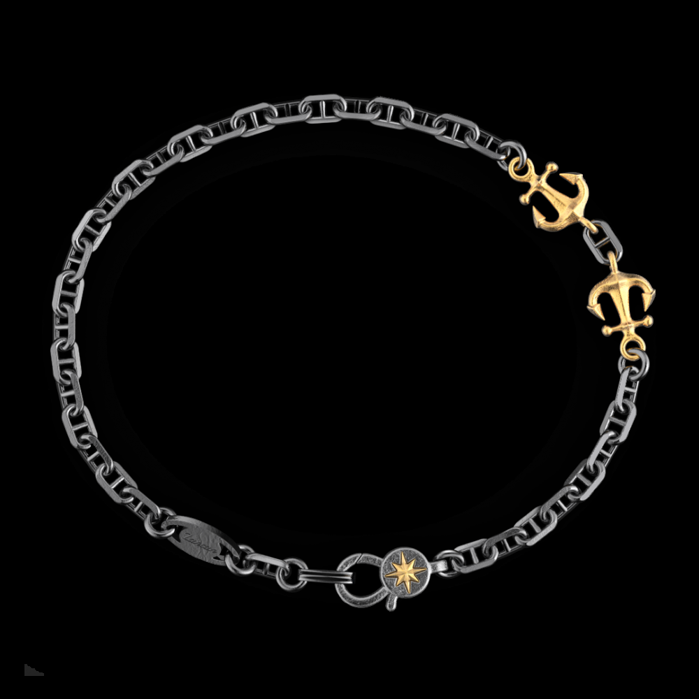 Zancan Bracciale Zancan in argento brunito con ancora Sottocosto