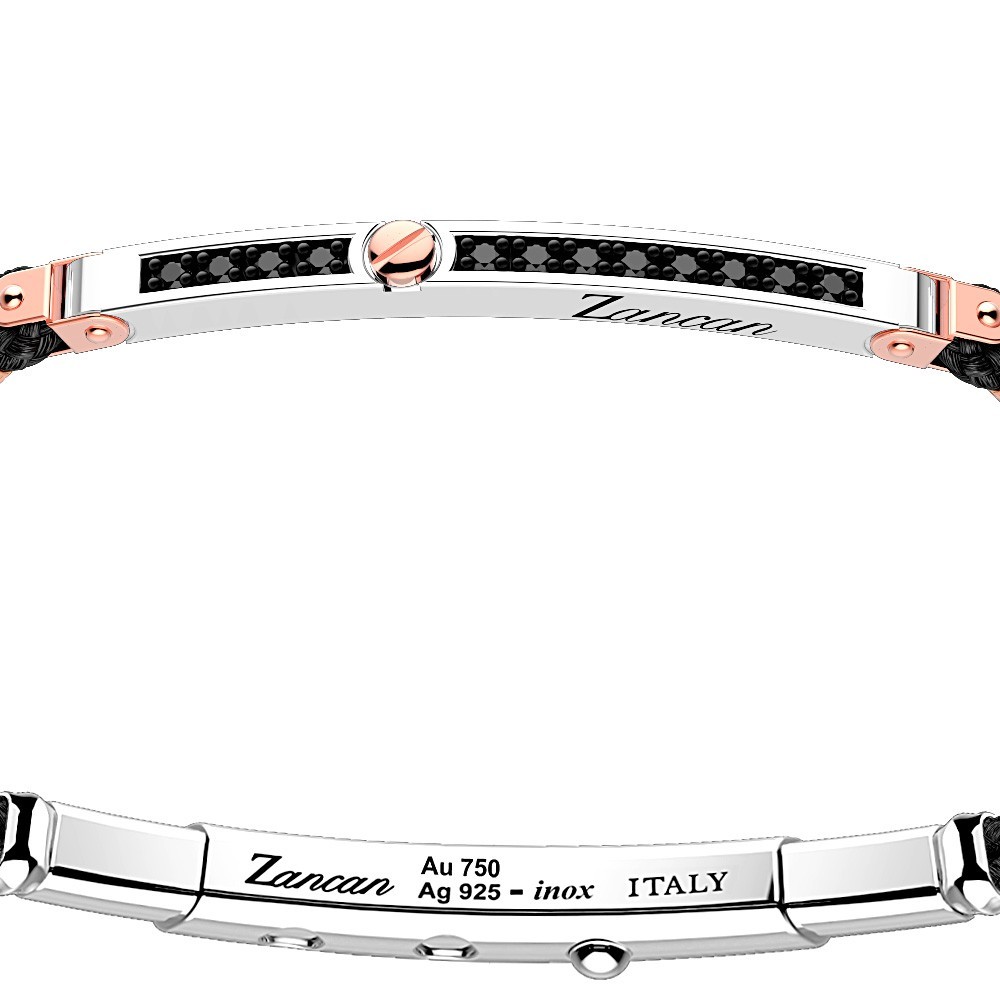 Zancan Bracciale Zancan in argento con inserti in oro 18k pietre e kevlar Economico