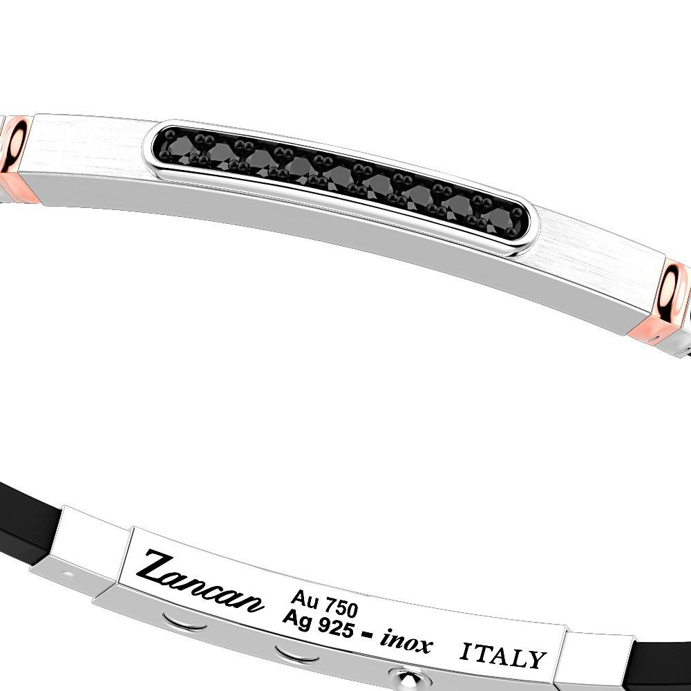 Zancan Bracciale Zancan in argento con inserti in oro 18k pietre e silicone Online