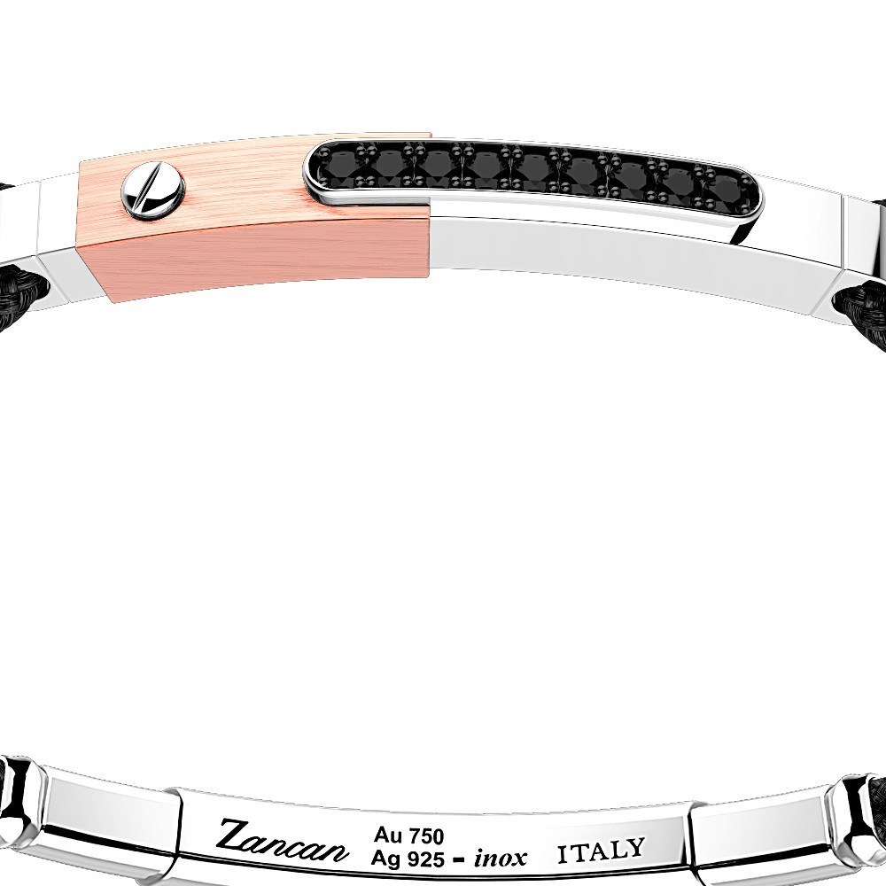 Zancan Bracciale Zancan in argento con inserti in oro 18k pietre e kevlar In Vendita