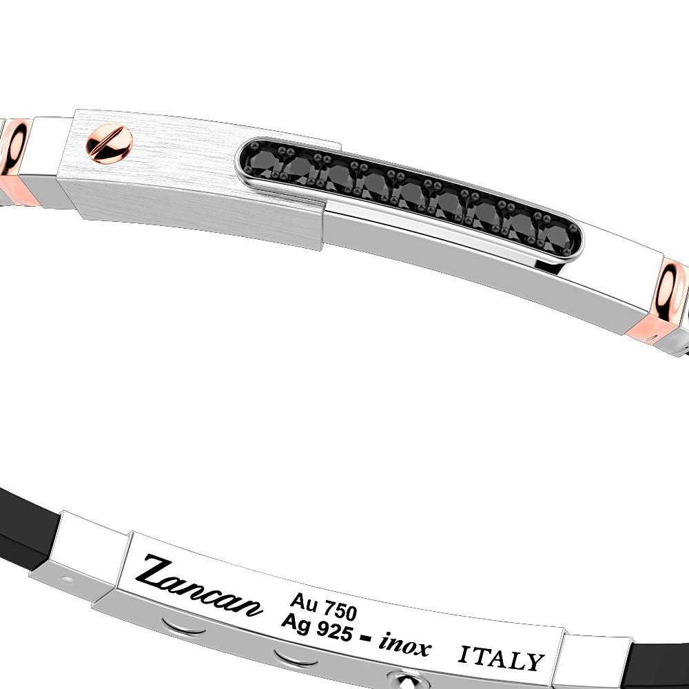 Zancan Bracciale Zancan in argento con inserti in oro 18k pietre e silicone Saldi