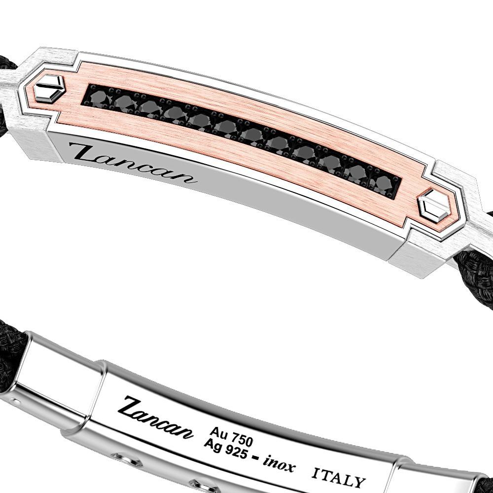 Zancan Bracciale Zancan in argento con inserti in oro 18k pietre e kevlar Vendita Calda