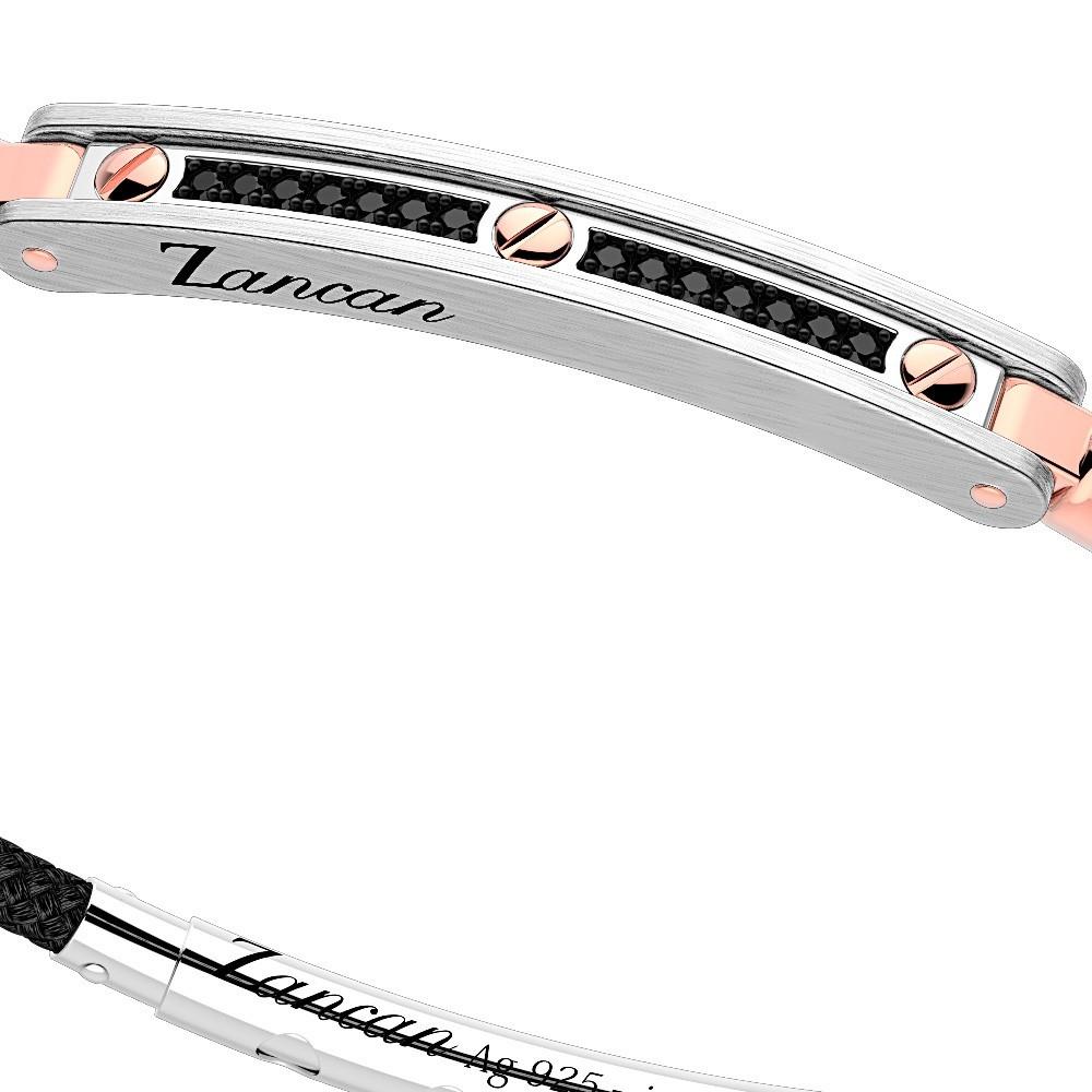 Zancan Bracciale Zancan in argento con inserti in oro 18k pietre e kevlar Vendita Economica