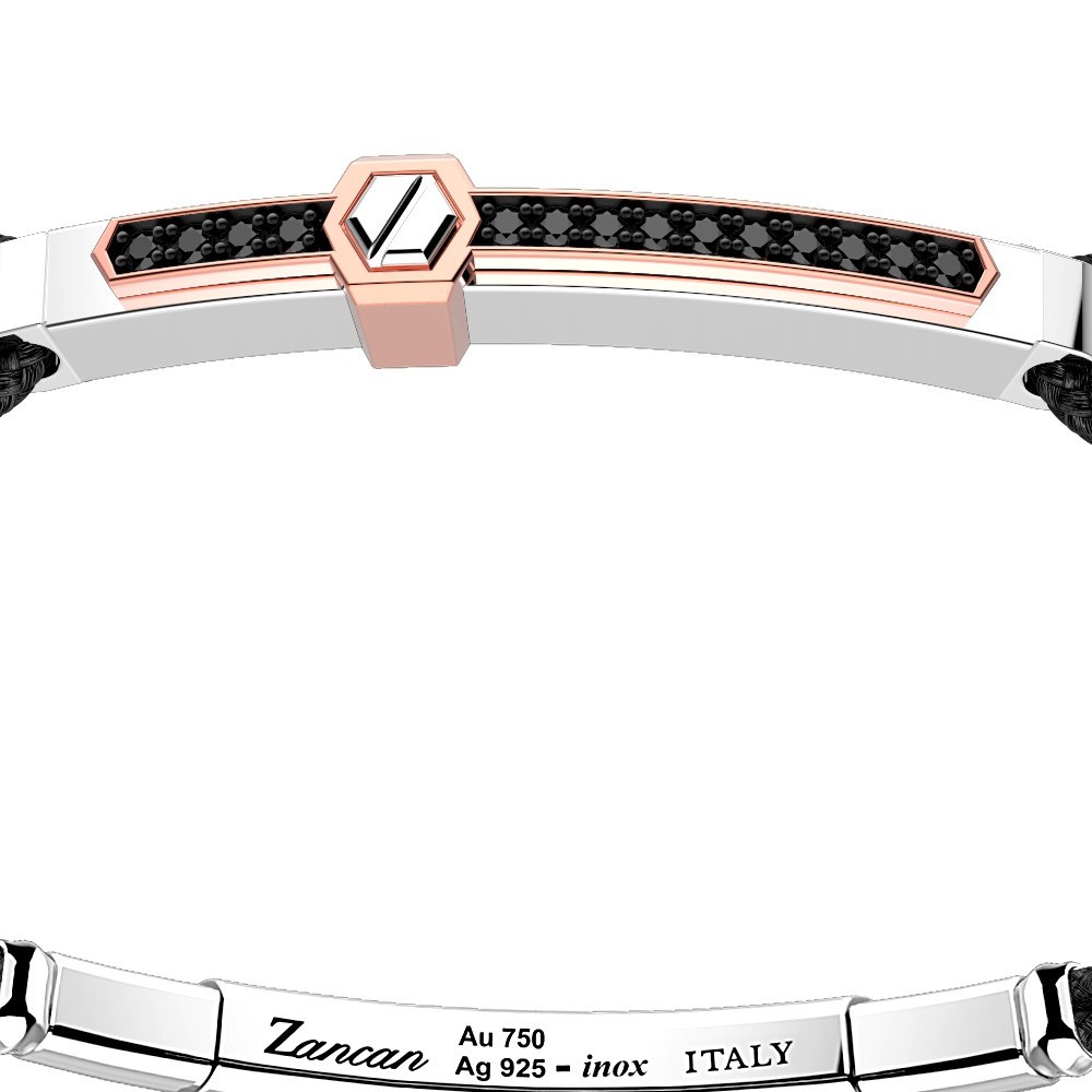 Zancan Bracciale Zancan in argento con inserti in oro 18k pietre e kevlar Vendite Flash