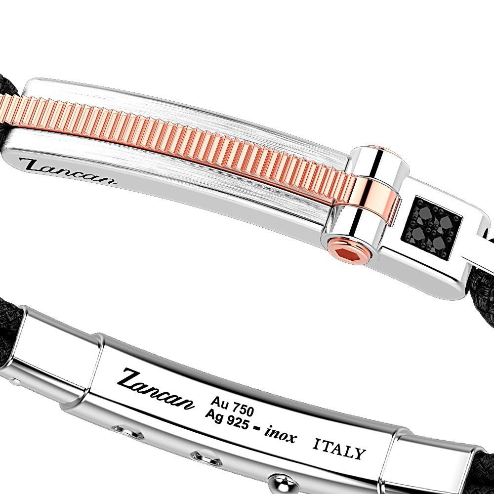 Zancan Bracciale Zancan in argento con inserti in oro 18k e kevlar In Saldo