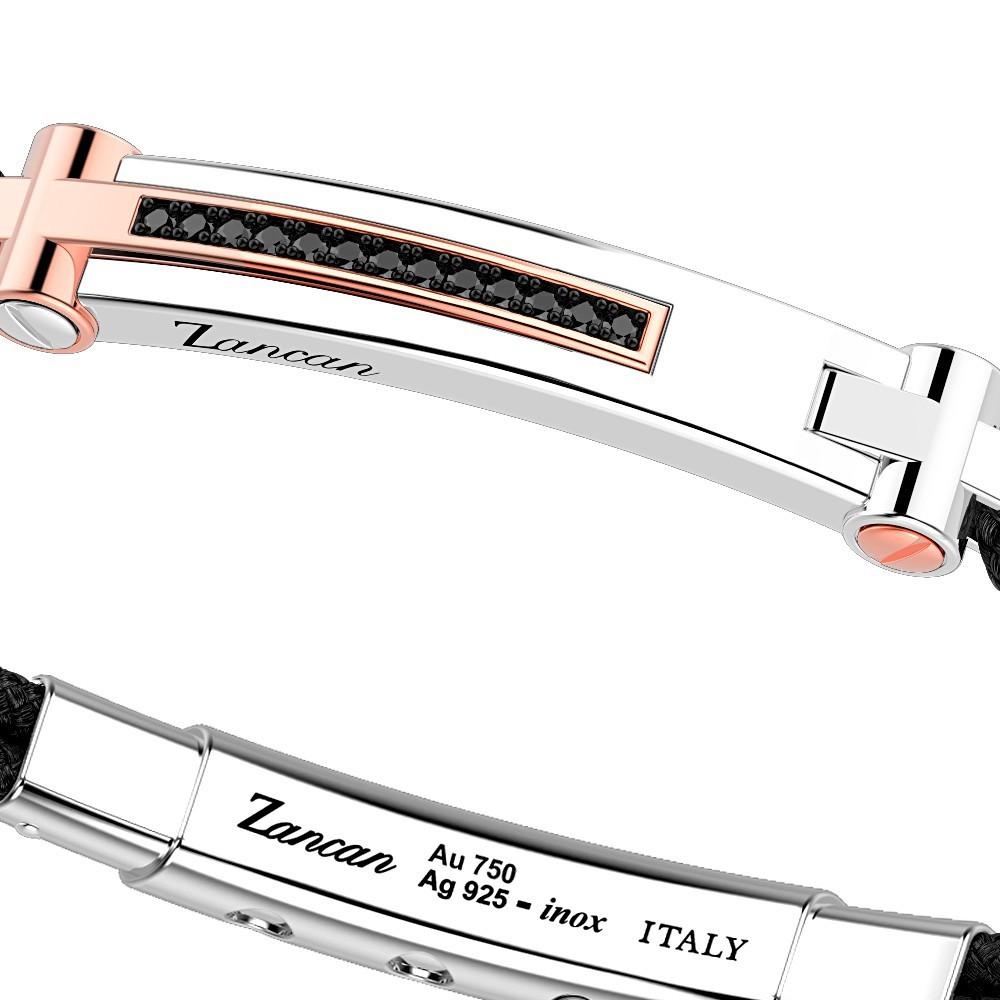 Zancan Bracciale Zancan in argento con inserti in oro 18k pietre e kevlar Nuova